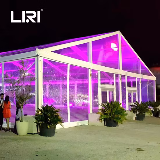 Carpa transparente para eventos de fiesta de boda con marco de aluminio 20X30 con paredes laterales de vidrio